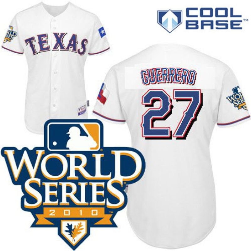 686390805be25_1 Rangers #27 Vladimir Guerrero White Cool Base w/2010 World Series Patch Stitched MLB Jersey