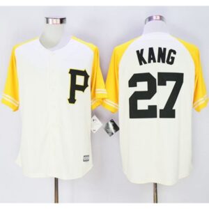 686390a7ef761_1 Pirates #27 Jung-ho Kang Cream/Gold Exclusive New Cool Base Stitched MLB Jersey