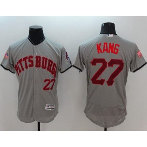 686390beb1e2d_1 Pirates #27 Jung-ho Kang Grey Fashion Stars & Stripes Flexbase Authentic Stitched MLB Jersey