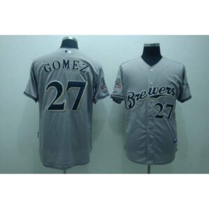 686390e76795f_1 Brewers #27 carlos Gomez Stitched Grey Cool Base MLB Jersey
