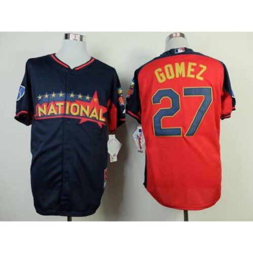 686390eabe05b_1 Brewers #27 Carlos Gomez Navy/Red National League 2014 All Star BP Stitched MLB Jersey