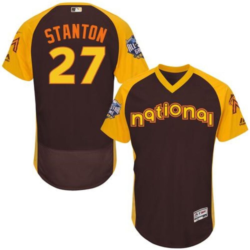 686391014c133_1 marlins #27 Giancarlo Stanton Brown Flexbase Authentic Collection 2016 All-Star National League Stitched MLB Jersey