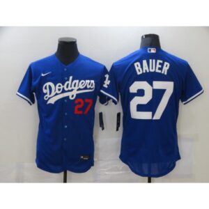 686391183417d_1 Men's Los Angeles Dodgers #27 Trevor Bauer Blue Flex Base Stitched MLB Jersey