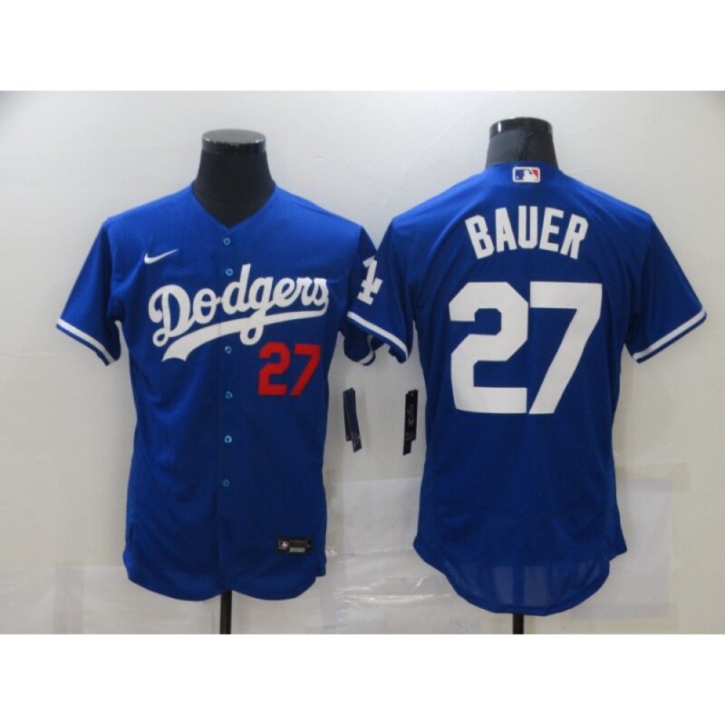 686391183417d_1 Men's Los Angeles Dodgers #27 Trevor Bauer Blue Flex Base Stitched MLB Jersey