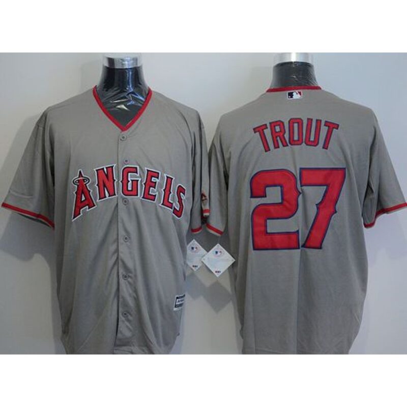 6863913c884aa_1 Angels of Anaheim #27 Mike Trout Grey New Cool Base Stitched MLB Jersey