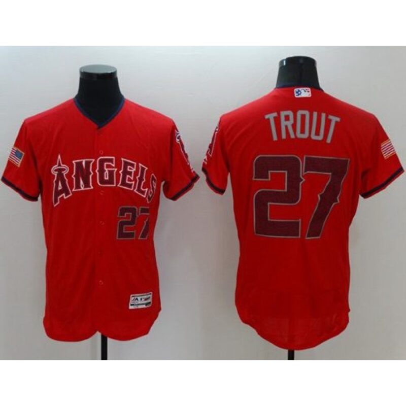 6863915b655aa_1 Angels of Anaheim #27 Mike Trout Red Fashion Stars & Stripes Flexbase Authentic Stitched MLB Jersey