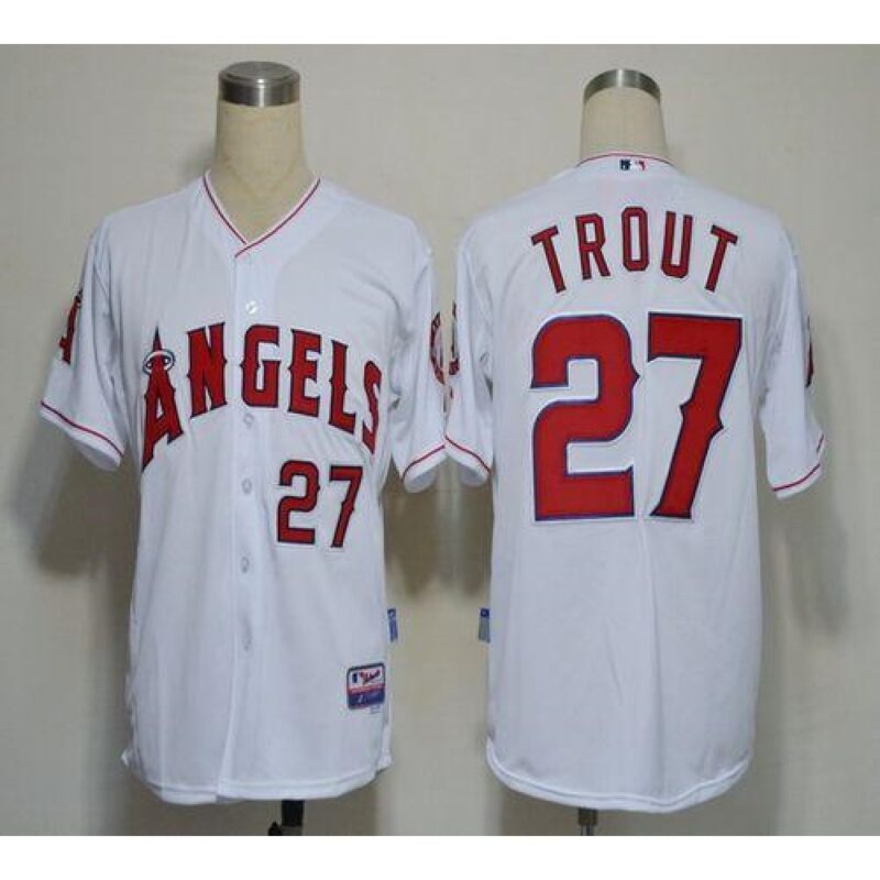 6863916550c2e_1 Angels of Anaheim #27 Mike Trout White Cool Base Stitched MLB Jersey