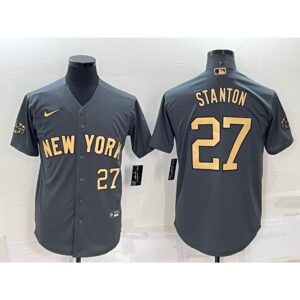 6863918053653_1 Men's New York Yankees #27 Giancarlo Stanton 2022 All-Star Charcoal Cool Base Stitched Baseball Jersey