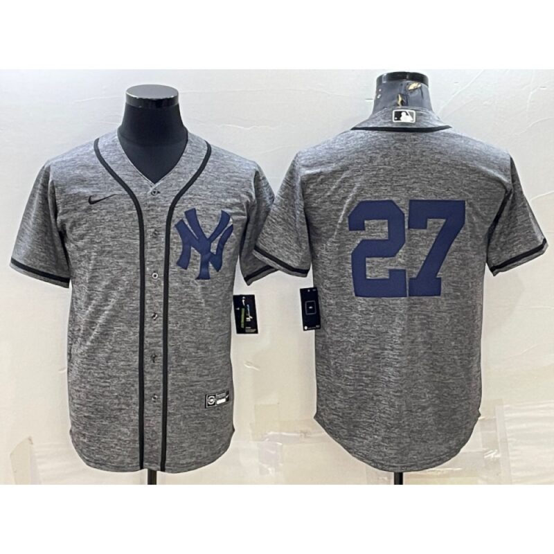 6863918a227d8_1 Men's New York Yankees #27 Giancarlo Stanton Grey Cool Base Stitched Jersey