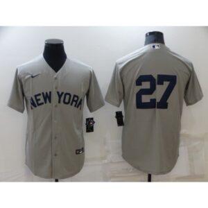 68639190d1a91_1 Men's New York Yankees #27 Giancarlo Stanton 2021 Grey Field of Dreams Cool Base Stitched Baseball Jersey