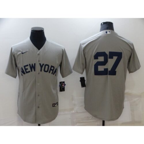 68639190d1a91_1 Men's New York Yankees #27 Giancarlo Stanton 2021 Grey Field of Dreams Cool Base Stitched Baseball Jersey
