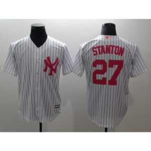 6863919df0099_1 Men's New York Yankees #27 Giancarlo Stanton White Pink Cool Base Stitched MLB Jersey