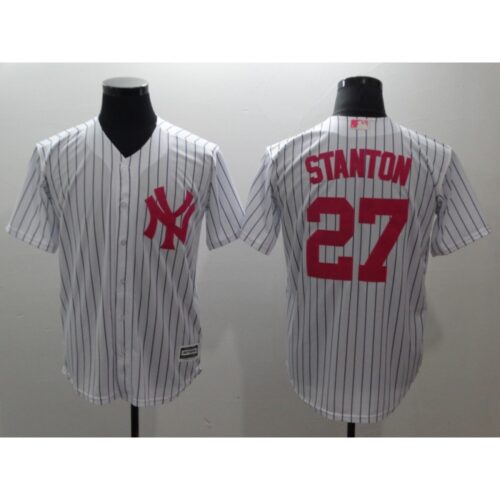 6863919df0099_1 Men's New York Yankees #27 Giancarlo Stanton White Pink Cool Base Stitched MLB Jersey