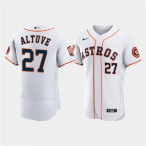 686391c8a6a0b_1 Men's Houston Astros #27 Jose Altuve White 60th Anniversary Flex Base Stitched Baseball Jersey