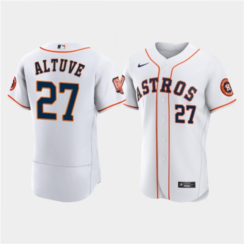 686391c8a6a0b_1 Men's Houston Astros #27 Jose Altuve White 60th Anniversary Flex Base Stitched Baseball Jersey