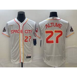 686391d2795ac_1 Men's Houston Astros #27 Jose Altuve White With 2022 World Serise Champions Patch Stitched Baseball Jersey