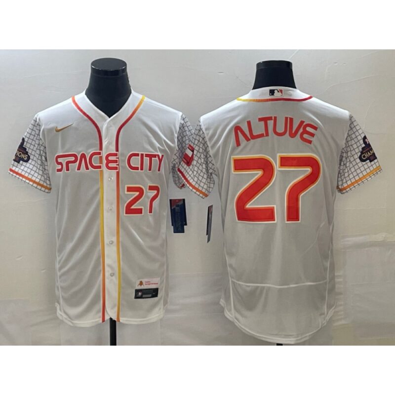 686391d2795ac_1 Men's Houston Astros #27 Jose Altuve White With 2022 World Serise Champions Patch Stitched Baseball Jersey