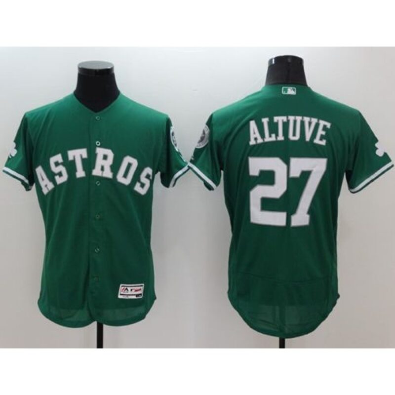 686391f3d22b3_1 Astros #27 Jose Altuve Green Celtic Flexbase Authentic Collection Stitched MLB Jersey