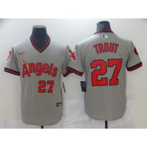 6863923d80a32_1 Men's Los Angeles Angels #27 Mike Trout 2020 Grey Cool Base Stitched MLB Jersey