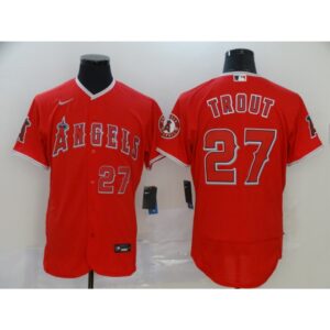 6863924e72ed2_1 Men's Los Angeles Angels #27 Mike Trout Red Flex Base Stitched MLB Jersey