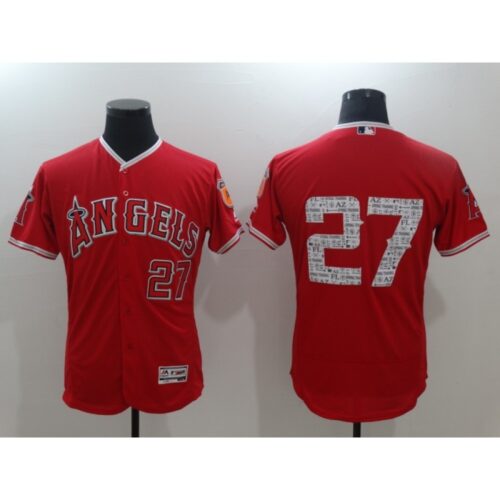 68639262b82ba_1 Men's Los Angeles Angels #27 Mike Trout Red Flex Base Stitched Baseball Jersey