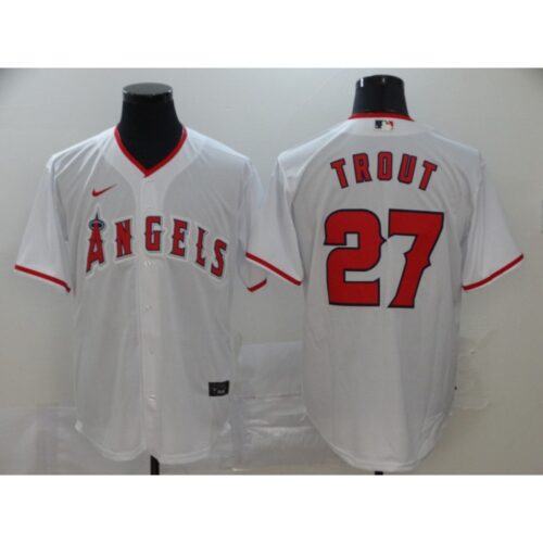 6863927494609_1 Men's Los Angeles Angels #27 Mike Trout 2020 White Cool Base Stitched MLB Jersey