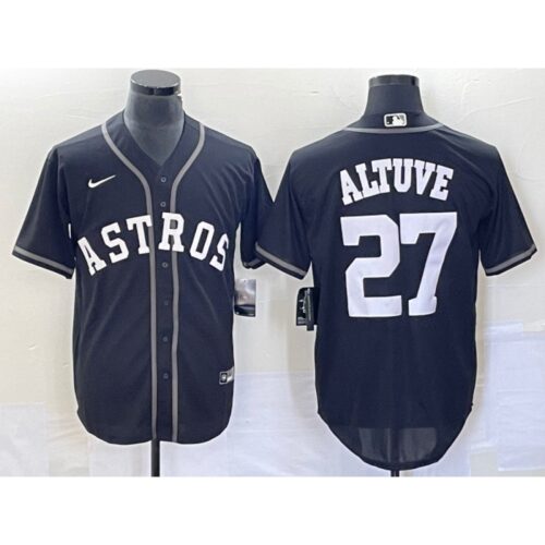 686392938a7f6_1 Men's Houston Astros #27 Jose Altuve Black Cool Base Stitched Baseball Jersey