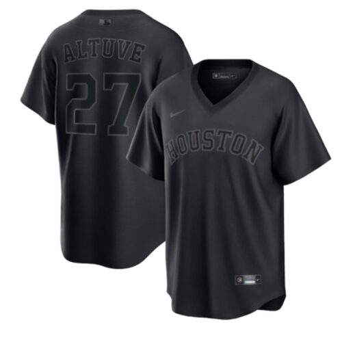 686392ab25e3a_1 Men's Houston Astros #27 Jose Altuve Black Pitch Black Fashion Replica Stitched Jersey