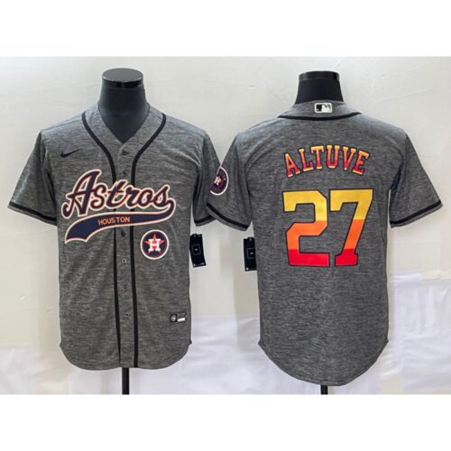 686392c26755e_1 Men's Houston Astros #27 Jose Altuve Gray With Patch Cool Base Stitched Baseball Jersey