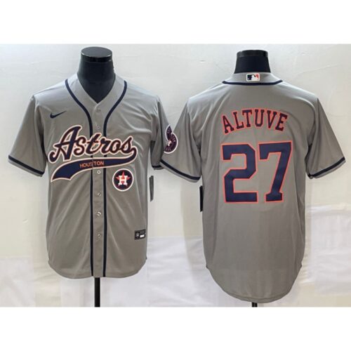 686392c5e0edc_1 Men's Houston Astros #27 Jose Altuve Gray With Patch Cool Base Stitched Baseball Jersey