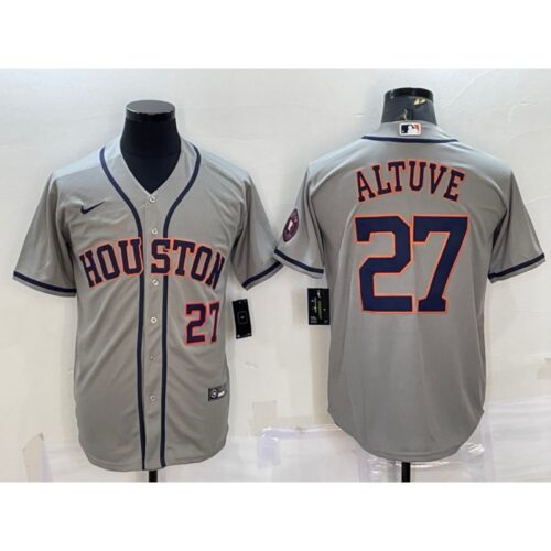 686392ddc4b17_1 Men's Houston Astros #27 Jose Altuve Grey With Patch Cool Base Stitched Jersey