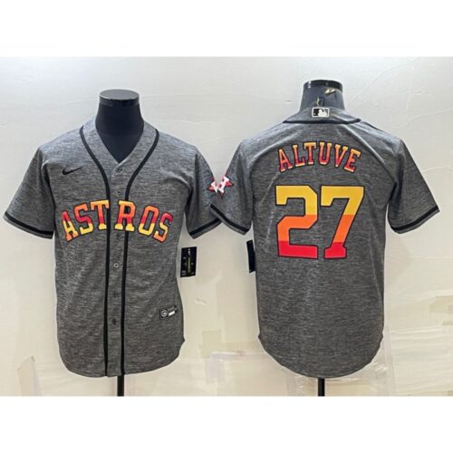 686392e4f099a_1 Men's Houston Astros #27 Jose Altuve Grey Cool Base Stitched Baseball Jersey