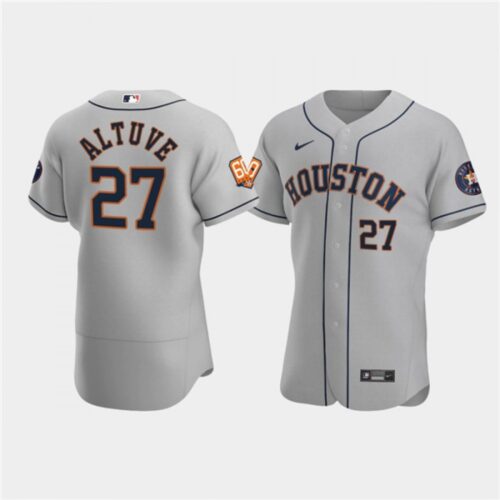 686392ebbbd41_1 Men's Houston Astros #27 Jose Altuve Grey 60th Anniversary Flex Base Stitched Baseball Jersey