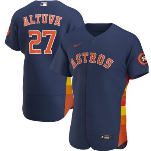 686393250a524_1 Men's Houston Astros #27 Jose Altuve Navy Flex Base Stitched Jersey