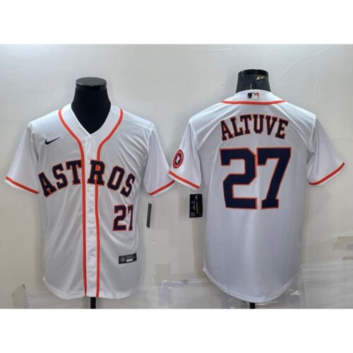 68639379bf7e7_1 Men's Houston Astros #27 Jose Altuve White With Patch Cool Base Stitched Jersey