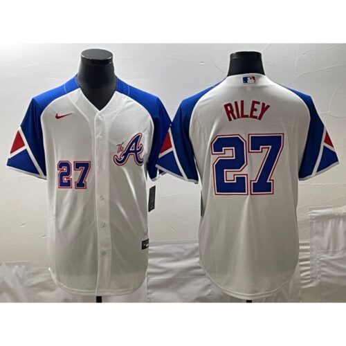 686393efd413e_1 Men's Atlanta Braves #27 Austin Riley White 2023 City Connect Cool Base With Patch Stitched Baseball Jersey