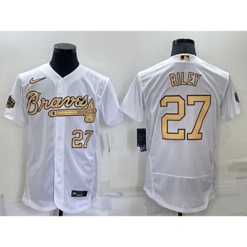 686393fa408f0_1 Men's Atlanta Braves #27 Austin Riley 2022 All-Star White Flex Base Stitched Baseball Jersey