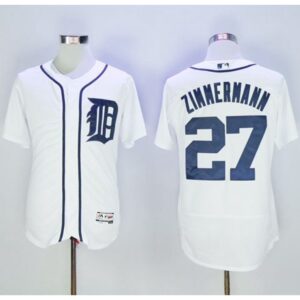 6863942a67ae0_1 Tigers #27 Jordan Zimmermann White Flexbase Authentic Collection Stitched MLB Jersey