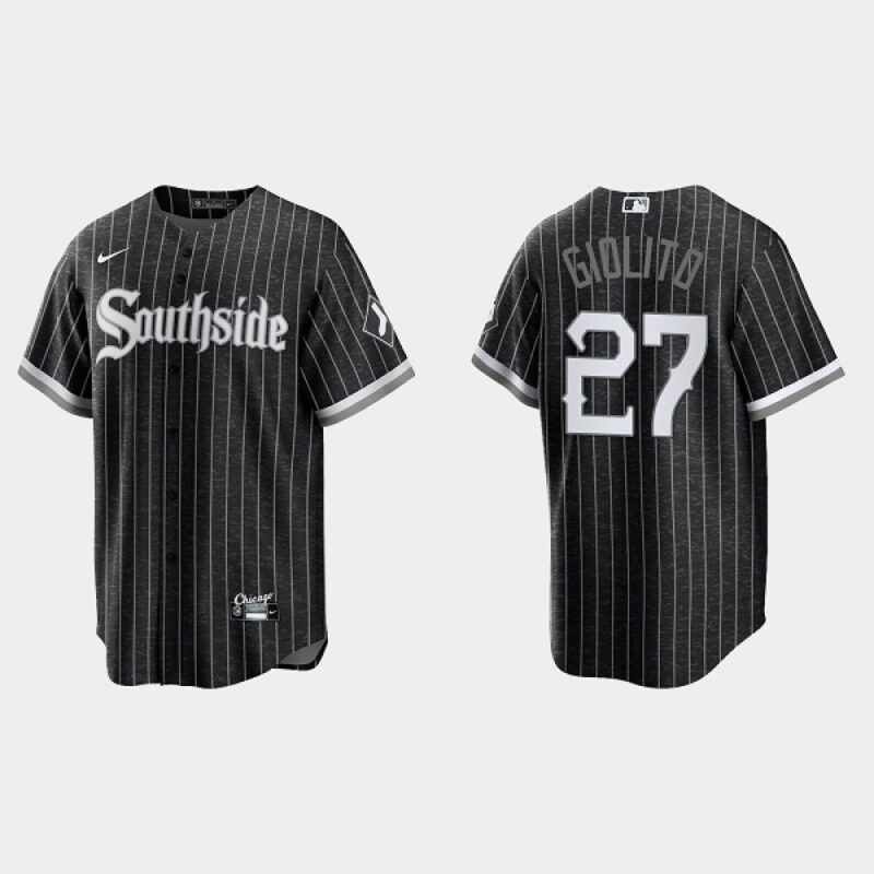 686394c0b67a2_1 Men's Chicago White Sox #27 Lucas Giolito Black 2021 City Connect Cool Base Stitched Jersey