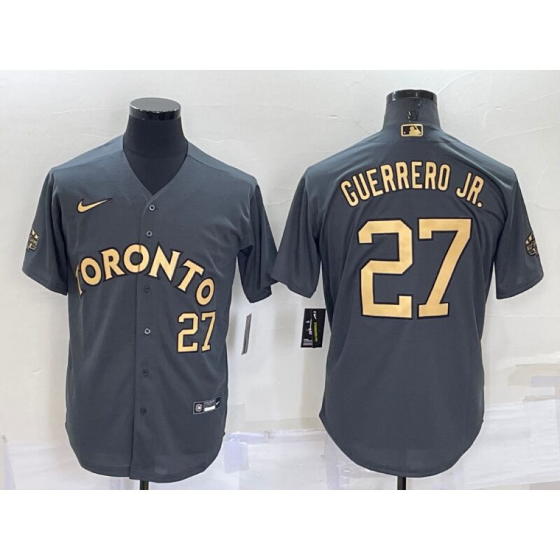 686394d740e7d_1 Men's Toronto Blue Jays #27 Vladimir Guerrero Jr. 2022 All-Star Charcoal Cool Base Stitched Baseball Jersey