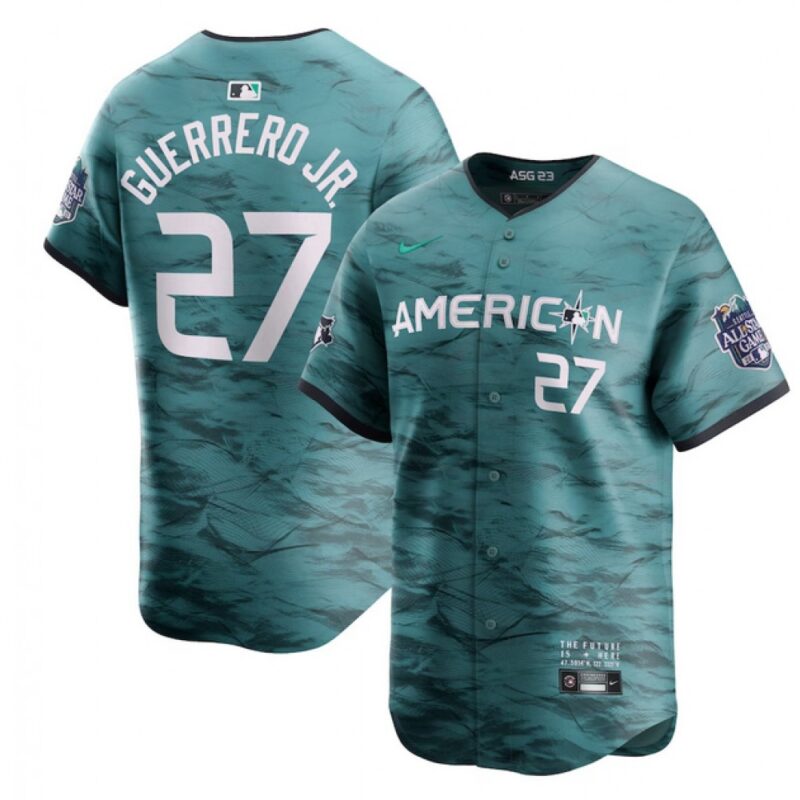 686394eed4dba_1 Men's Toronto Blue Jays #27 Vladimir Guerrero Jr. Teal 2023 All-star Cool Base Stitched Jersey