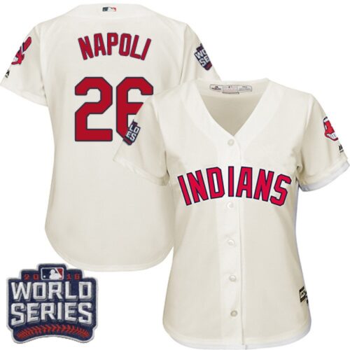 68639517cec17_1 indians #26 Mike Napoli Cream 2016 World Series Bound Women's Alternate Stitched MLB Jersey