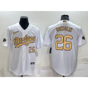 68639588895cd_1 Men's Los Angeles Dodgers #26 Tony Gonsolin 2022 All-Star White Cool Base Stitched Baseball Jersey