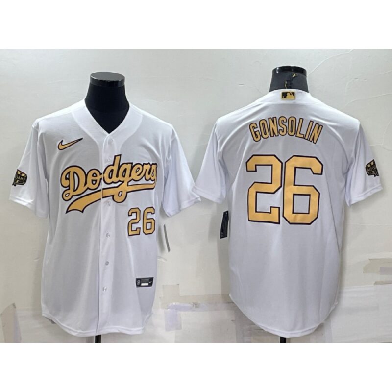 68639588895cd_1 Men's Los Angeles Dodgers #26 Tony Gonsolin 2022 All-Star White Cool Base Stitched Baseball Jersey