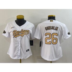 686395a05eb41_1 Women's Los Angeles Dodgers #26 Tony Gonsolin 2022 All-Star White Stitched Baseball Jersey(Run Small)