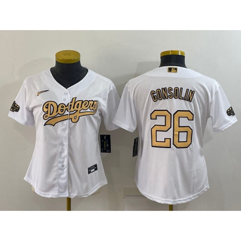 686395a05eb41_1 Women's Los Angeles Dodgers #26 Tony Gonsolin 2022 All-Star White Stitched Baseball Jersey(Run Small)