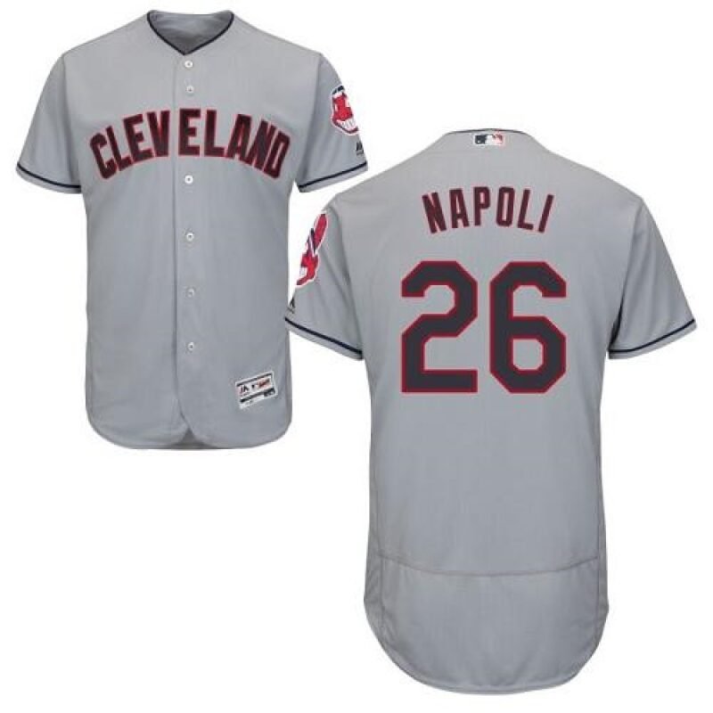 indians #26 Mike Napoli Grey Flexbase Authentic Collection Stitched MLB Jersey