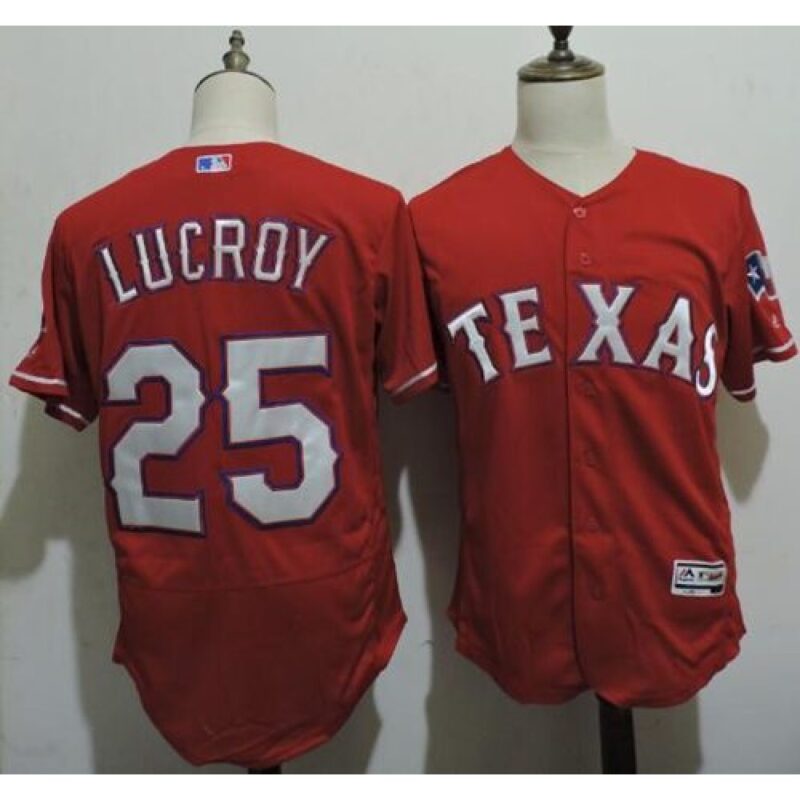 6863968d988b6_1 Rangers #25 Jonathan Lucroy Red Flexbase Authentic Collection Stitched MLB Jersey