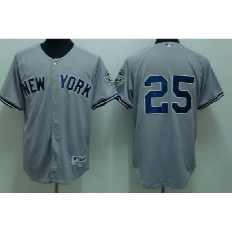 686396d77e78c_1 Yankees #25 Mark Teixeira Stitched Grey Youth MLB Jersey