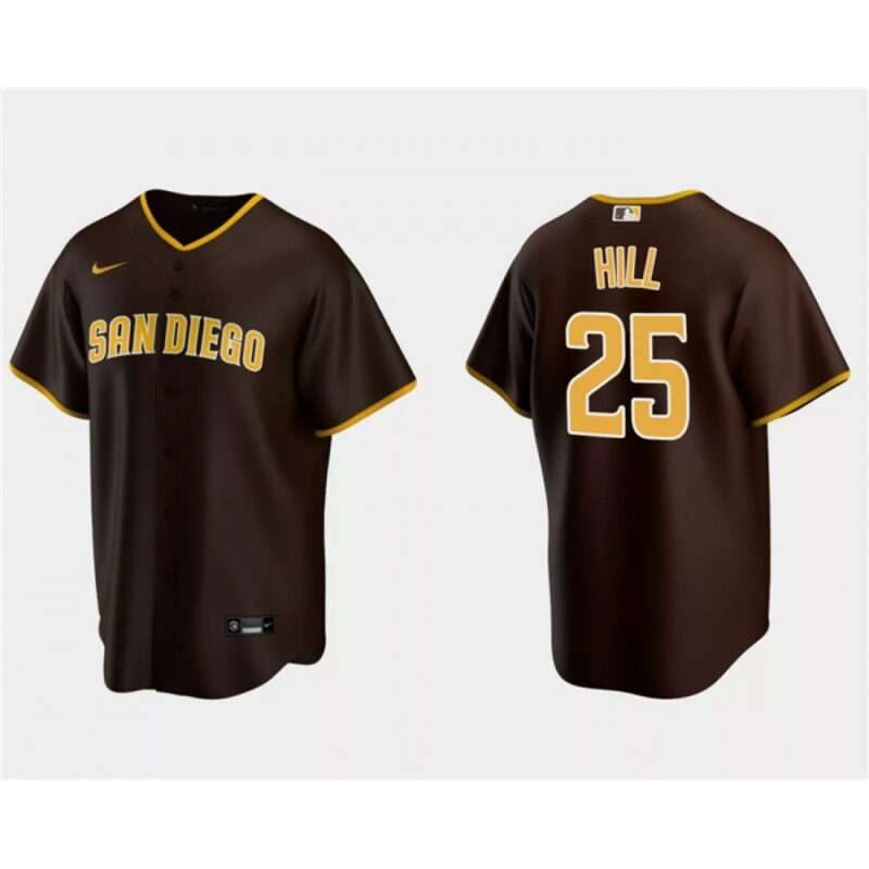 6863970490396_1 Men's San Diego Padres #25 Tim Hill Brown Cool Base Stitched Jersey